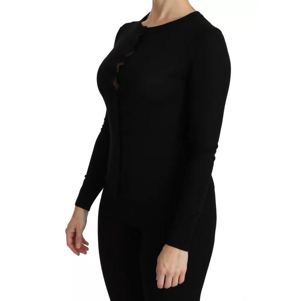 Dolce & Gabbana Black Virgin Wool Long Sleeve Top Blouse Top Dolce & Gabbana
