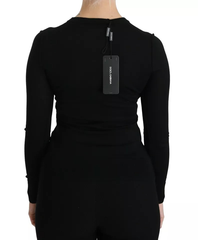 Dolce & Gabbana Black Virgin Wool Long Sleeve Top Blouse Top - Eljoys Fashion 