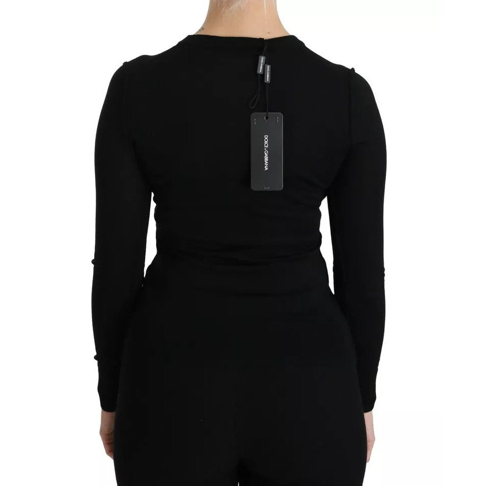Dolce & Gabbana Black Virgin Wool Long Sleeve Top Blouse Top Dolce & Gabbana