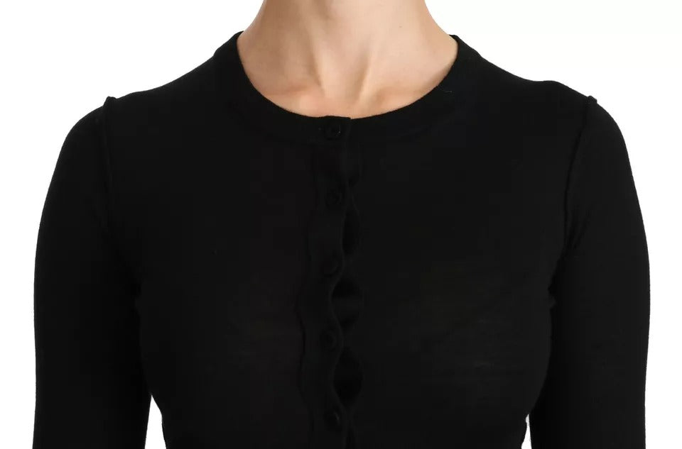 Dolce & Gabbana Black Virgin Wool Long Sleeve Top Blouse Top - Eljoys Fashion 