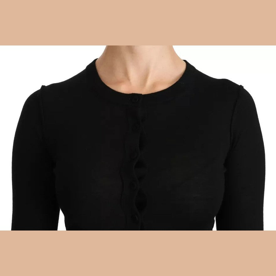 Dolce & Gabbana Black Virgin Wool Long Sleeve Top Blouse Top Dolce & Gabbana