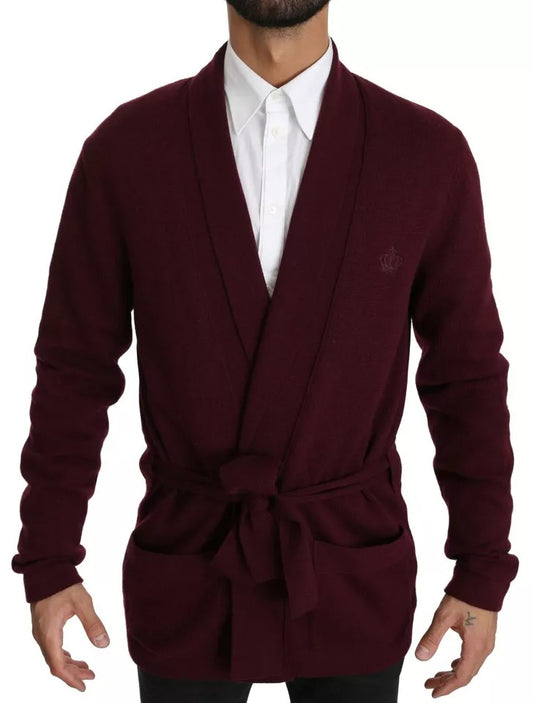 Dolce & Gabbana Bordeaux Cashmere Crown Cardigan Sweater Dolce & Gabbana