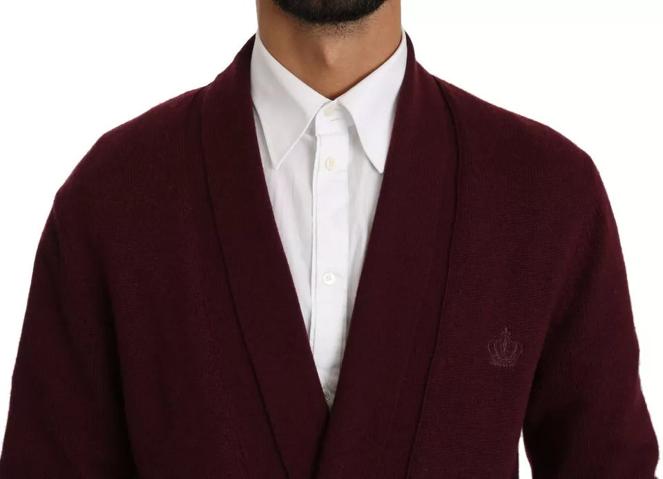 Dolce & Gabbana Bordeaux Cashmere Crown Cardigan Sweater Dolce & Gabbana