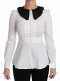 Dolce & Gabbana Black White Decorative Buttons Tops Shirt Blouse - Eljoys Fashion 