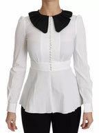 Dolce & Gabbana Black White Decorative Buttons Tops Shirt Blouse - Eljoys Fashion 