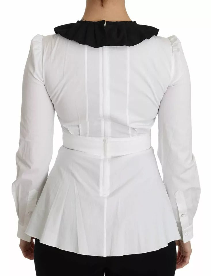 Dolce & Gabbana Black White Decorative Buttons Tops Shirt Blouse - Eljoys Fashion 