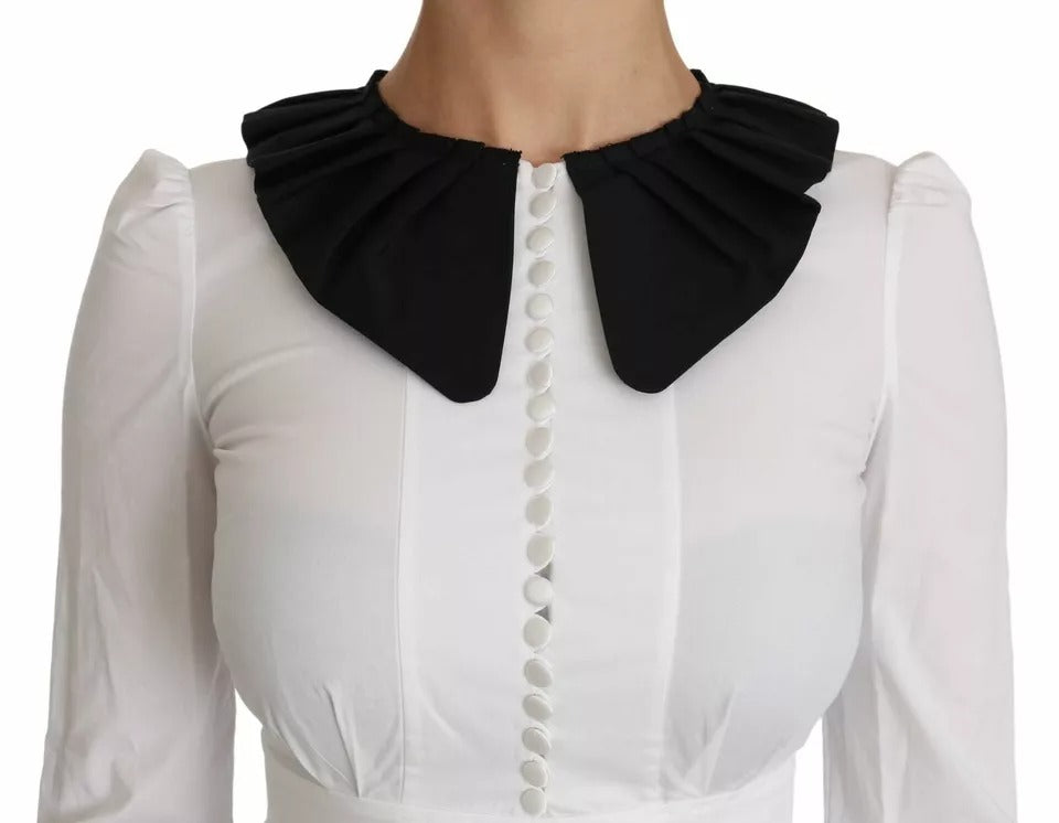 Dolce & Gabbana Black White Decorative Buttons Tops Shirt Blouse - Eljoys Fashion 
