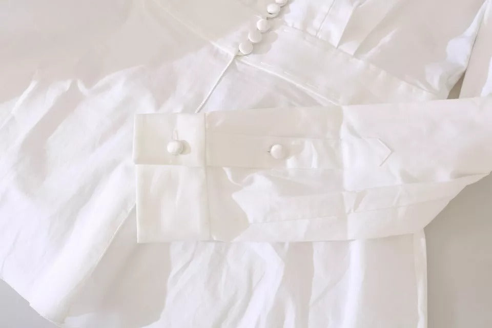 Dolce & Gabbana Black White Decorative Buttons Tops Shirt Blouse - Eljoys Fashion 