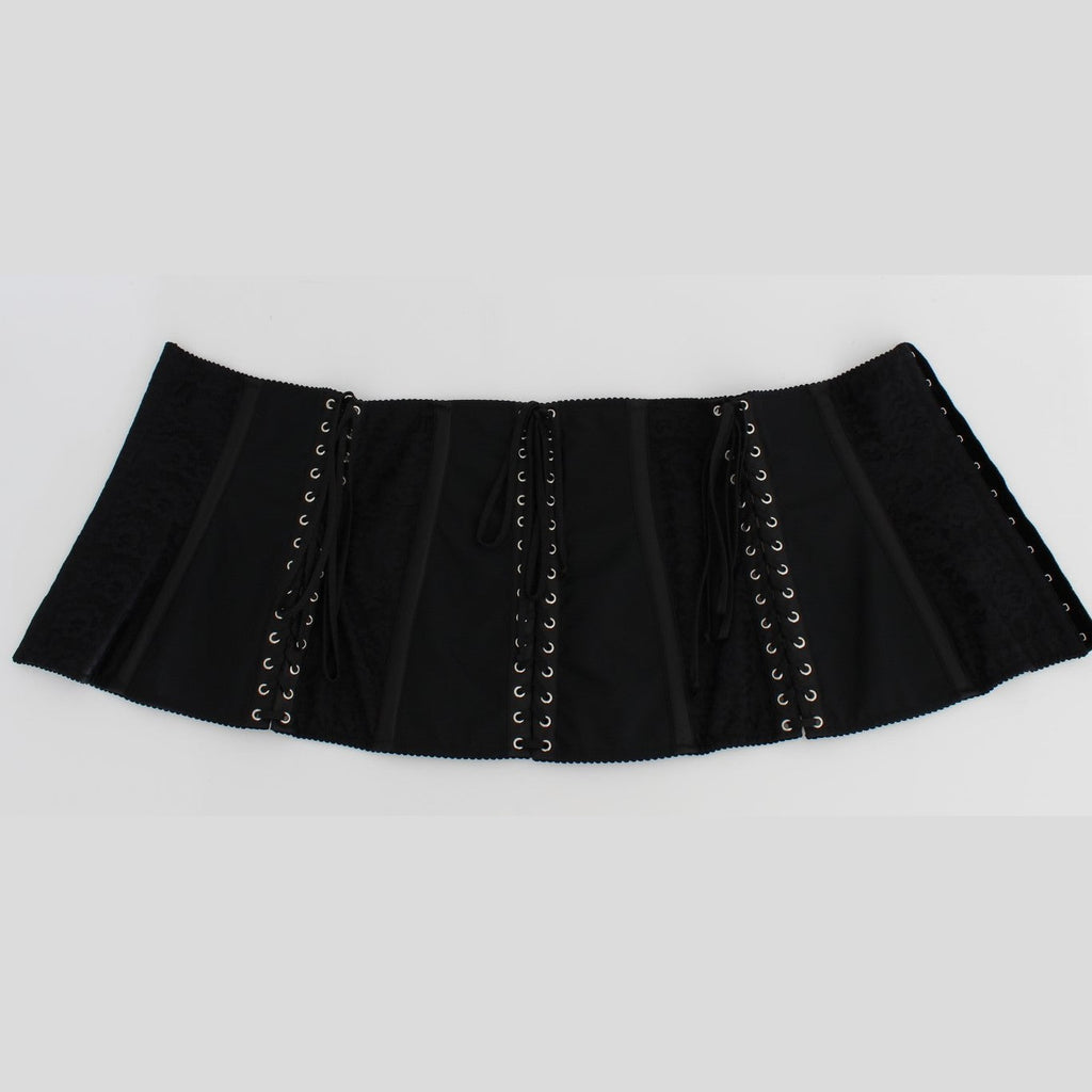 Dolce & Gabbana Black Stretch Corset Waist Strap Belt