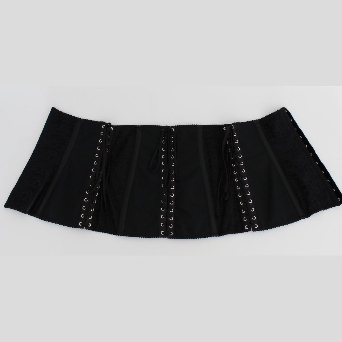 Dolce & Gabbana Black Stretch Corset Waist Strap Belt