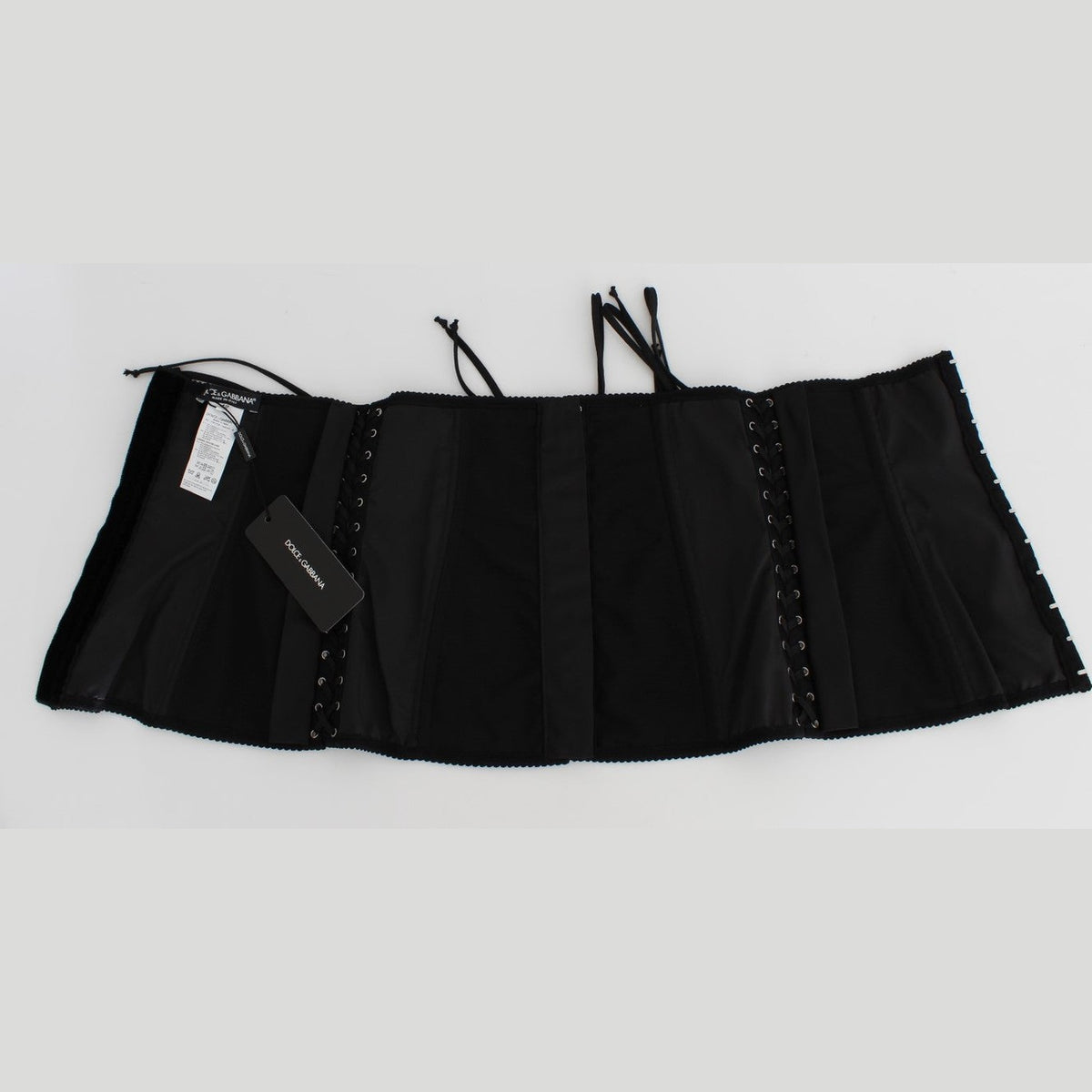 Dolce & Gabbana Black Stretch Corset Waist Strap Belt