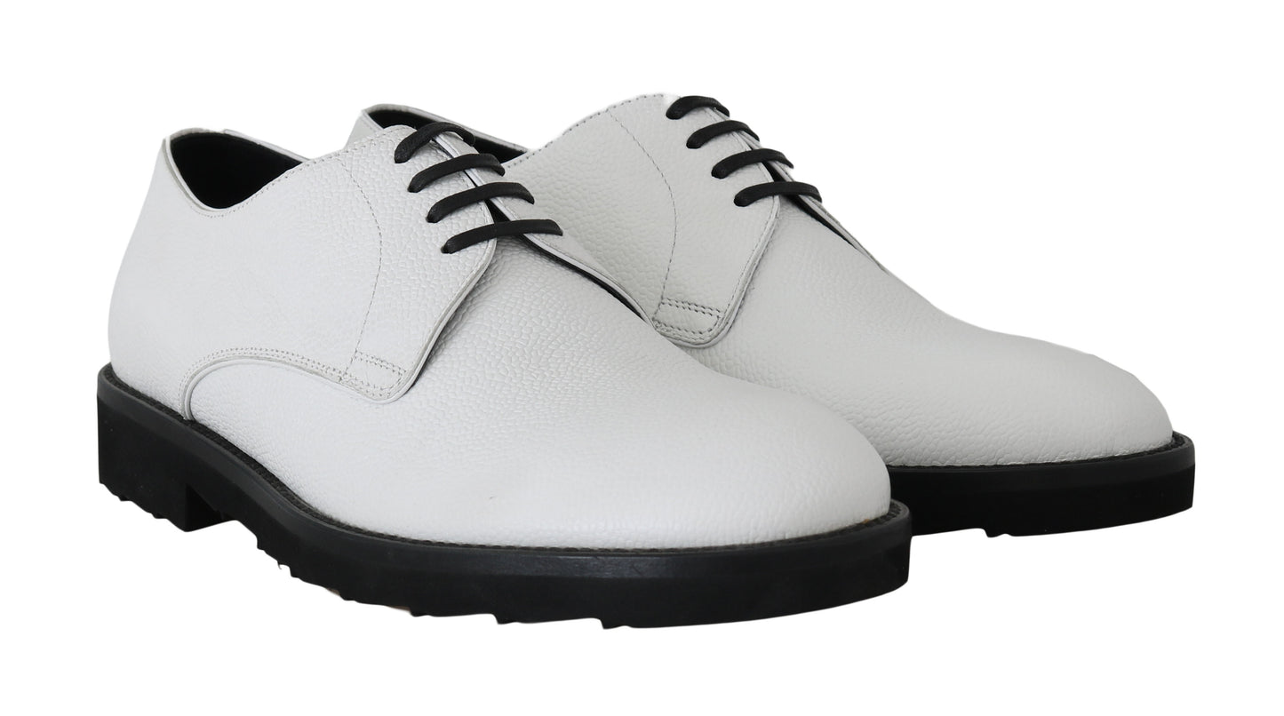 Dolce & Gabbana White Leather Derby Dress Formal Shoes Dolce & Gabbana