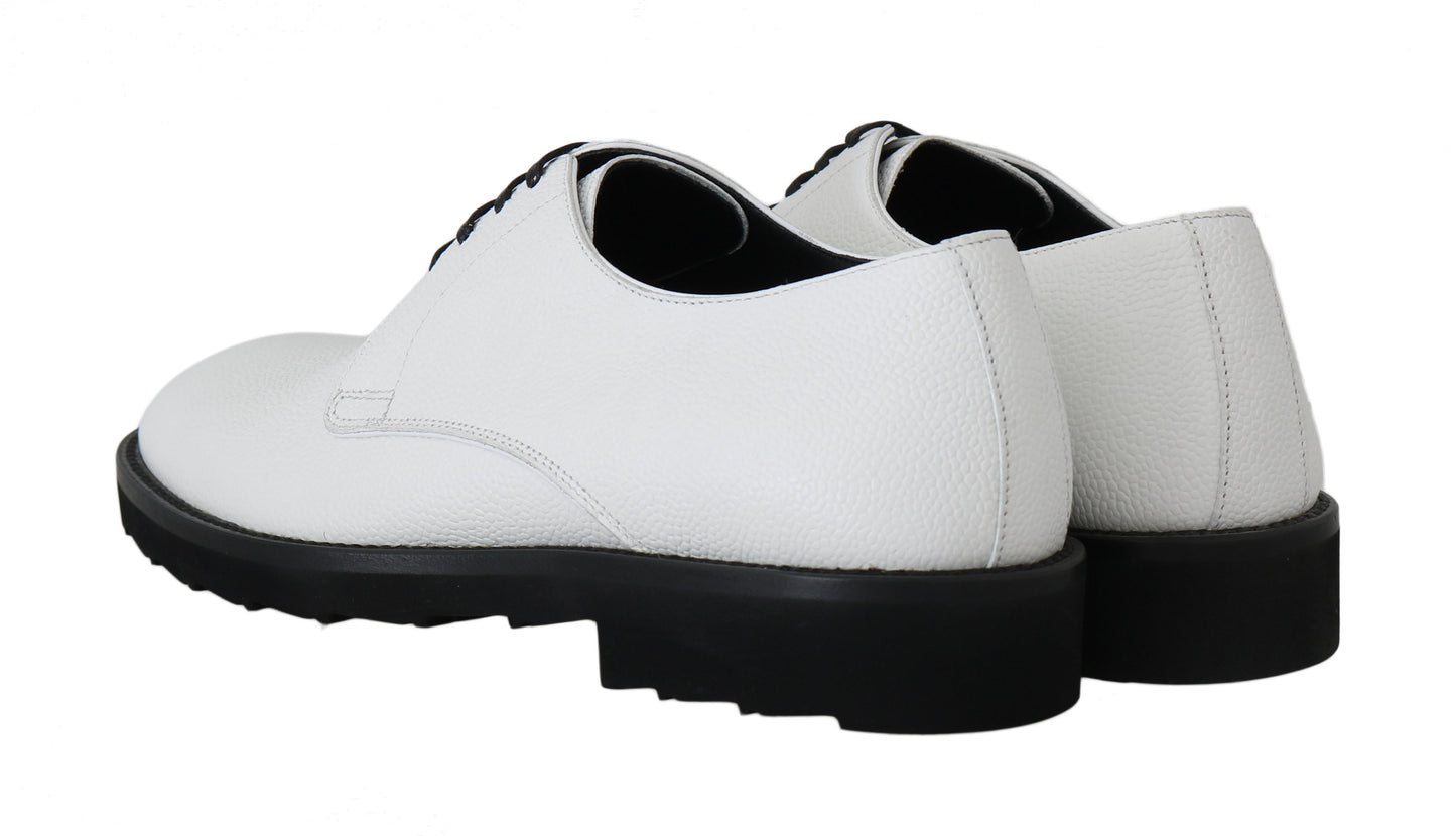 Dolce & Gabbana White Leather Derby Dress Formal Shoes Dolce & Gabbana