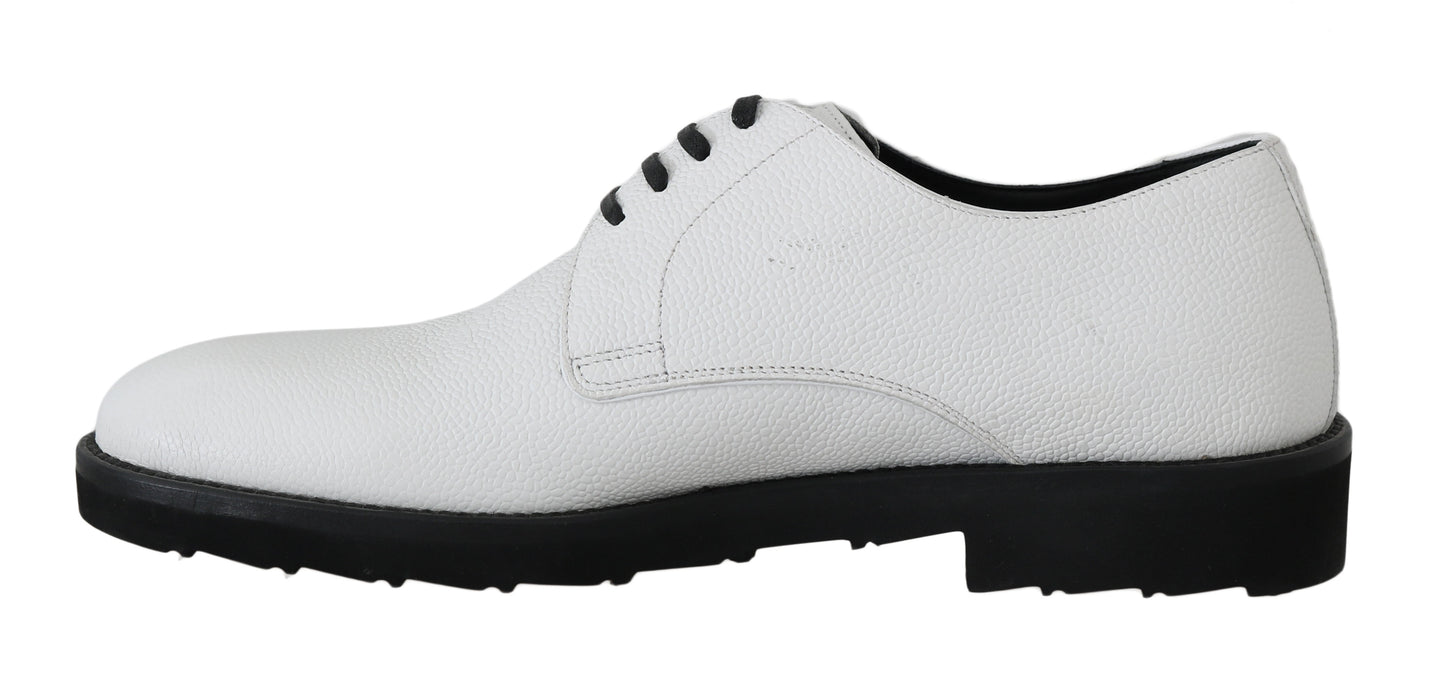 Dolce & Gabbana White Leather Derby Dress Formal Shoes Dolce & Gabbana