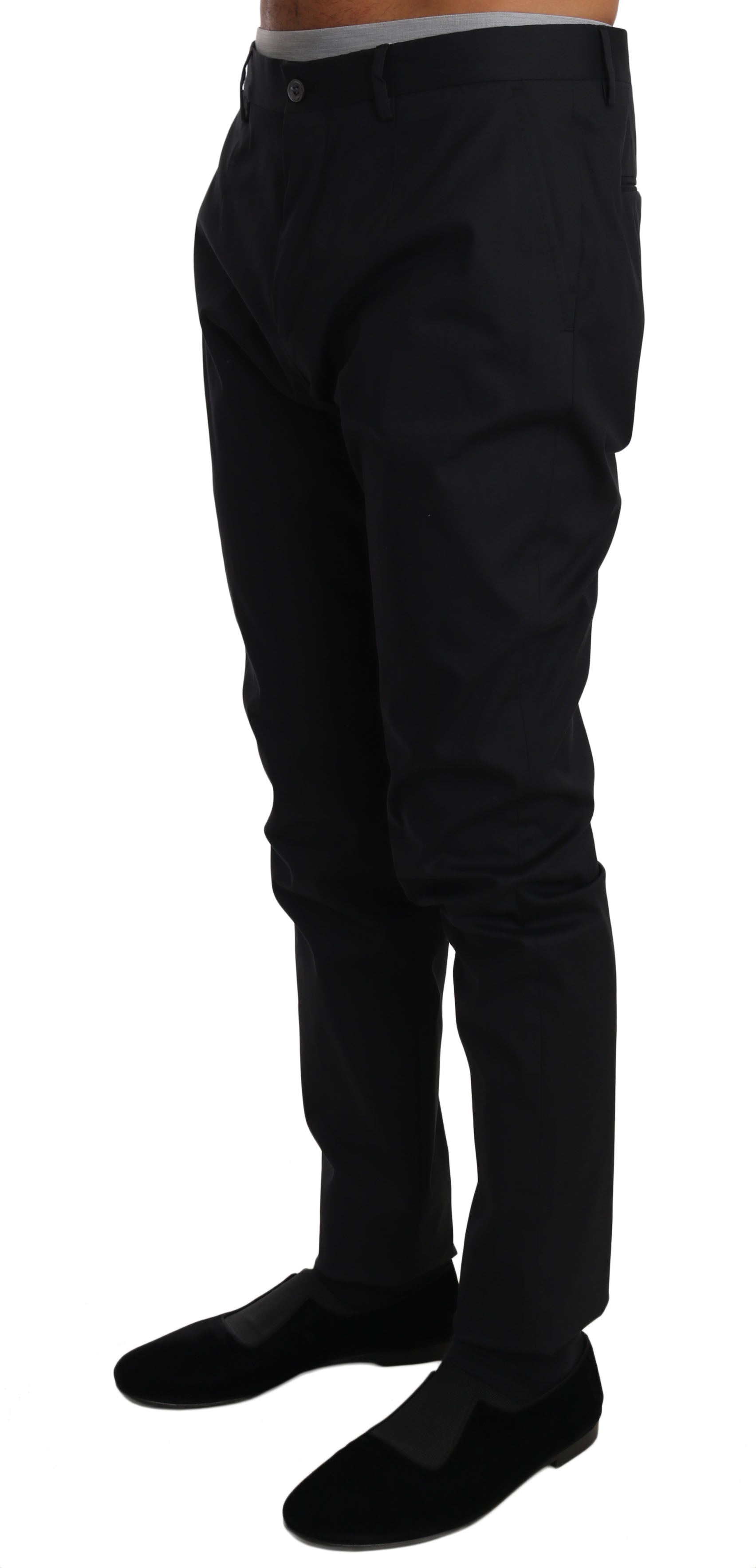 Dolce & Gabbana Black Cotton Stretch Formal Trousers Pants Dolce & Gabbana