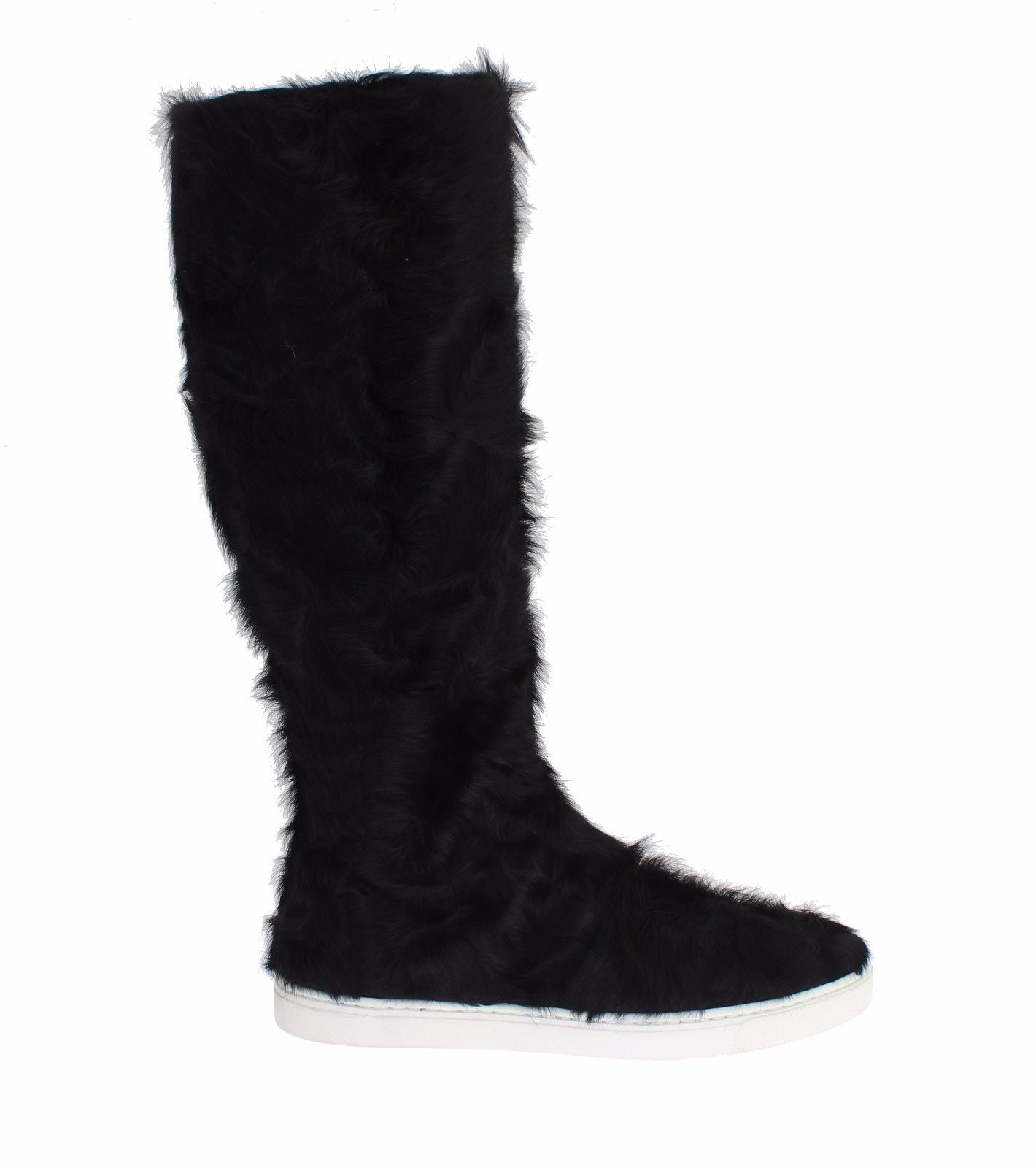 Dolce & Gabbana Black Xiangao Lamb Fur Leather Boots Dolce & Gabbana