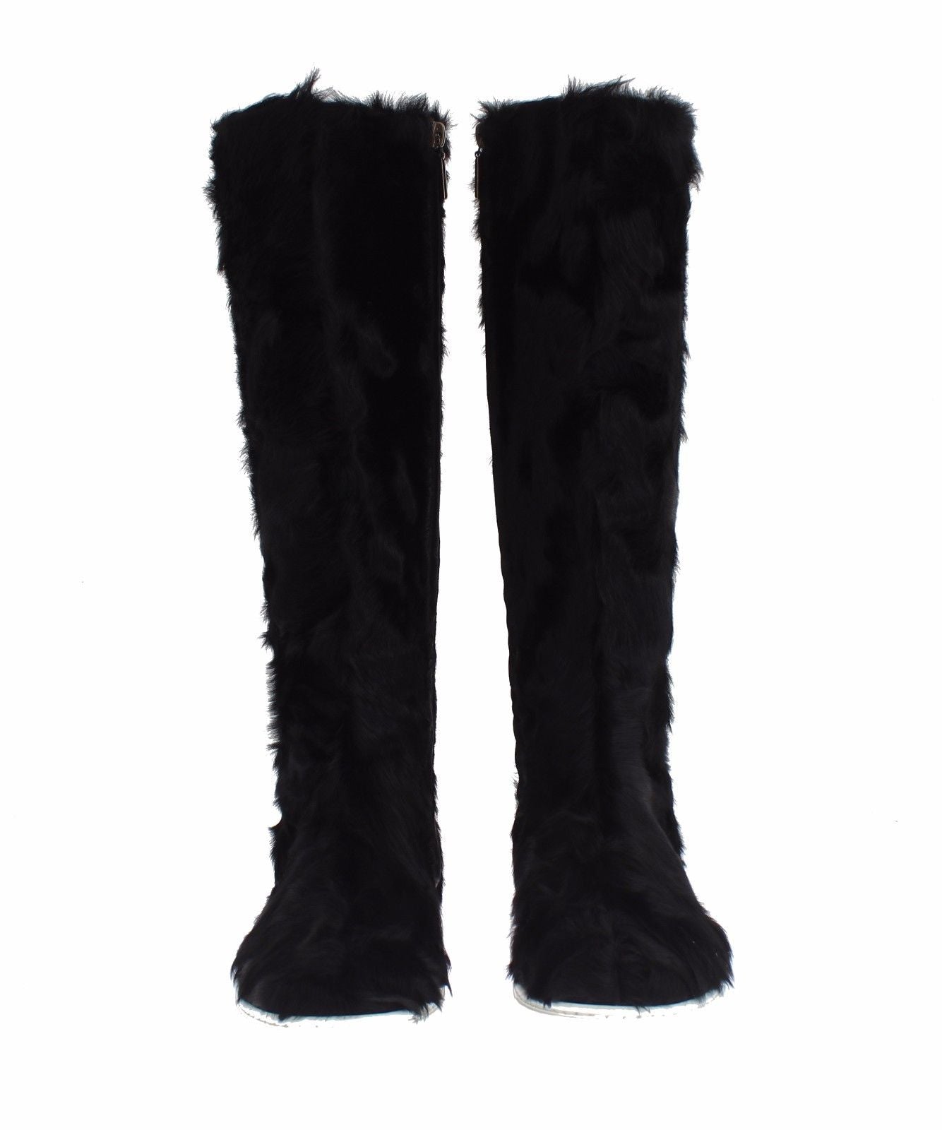 Dolce & Gabbana Black Xiangao Lamb Fur Leather Boots Dolce & Gabbana