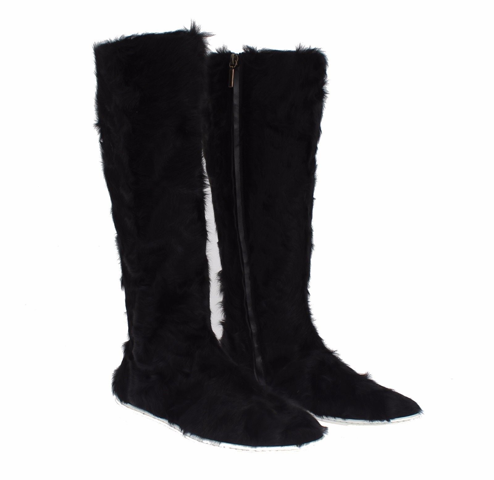 Dolce & Gabbana Black Xiangao Lamb Fur Leather Boots Dolce & Gabbana