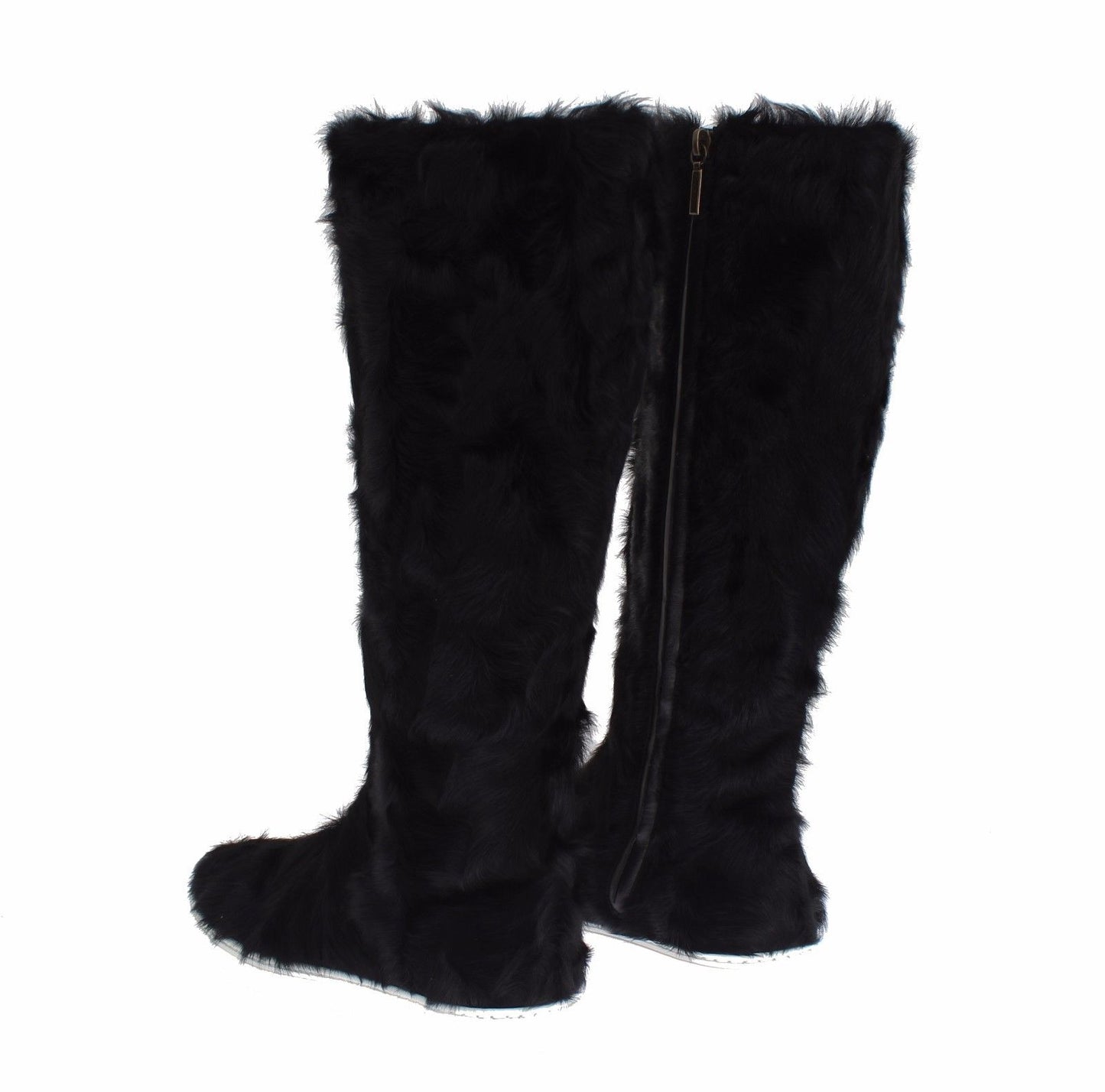 Dolce & Gabbana Black Xiangao Lamb Fur Leather Boots Dolce & Gabbana