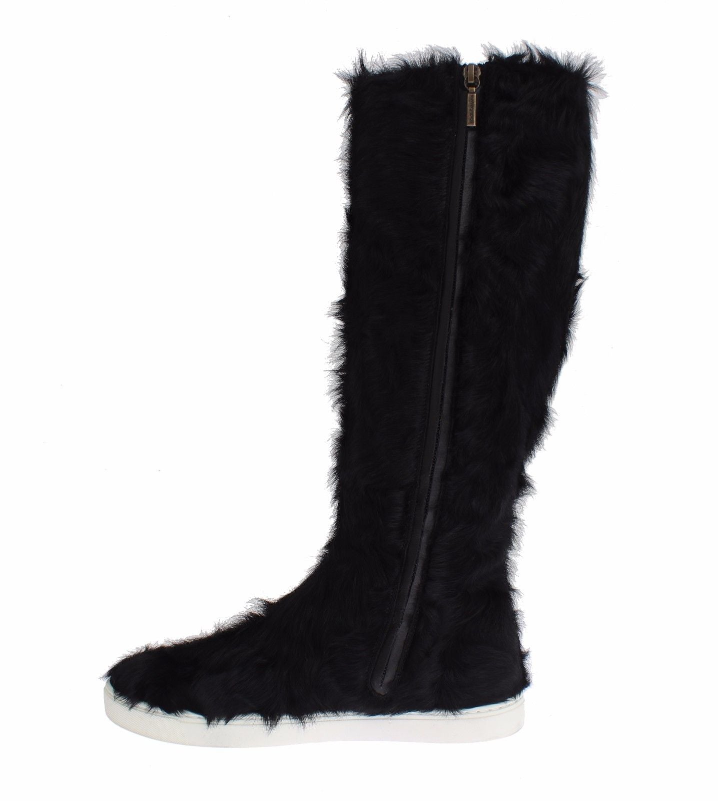 Dolce & Gabbana Black Xiangao Lamb Fur Leather Boots Dolce & Gabbana