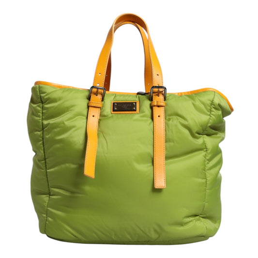 Dolce & Gabbana Green Nylon Padded Logo Plaque Tote Crossbody Bag Dolce & Gabbana