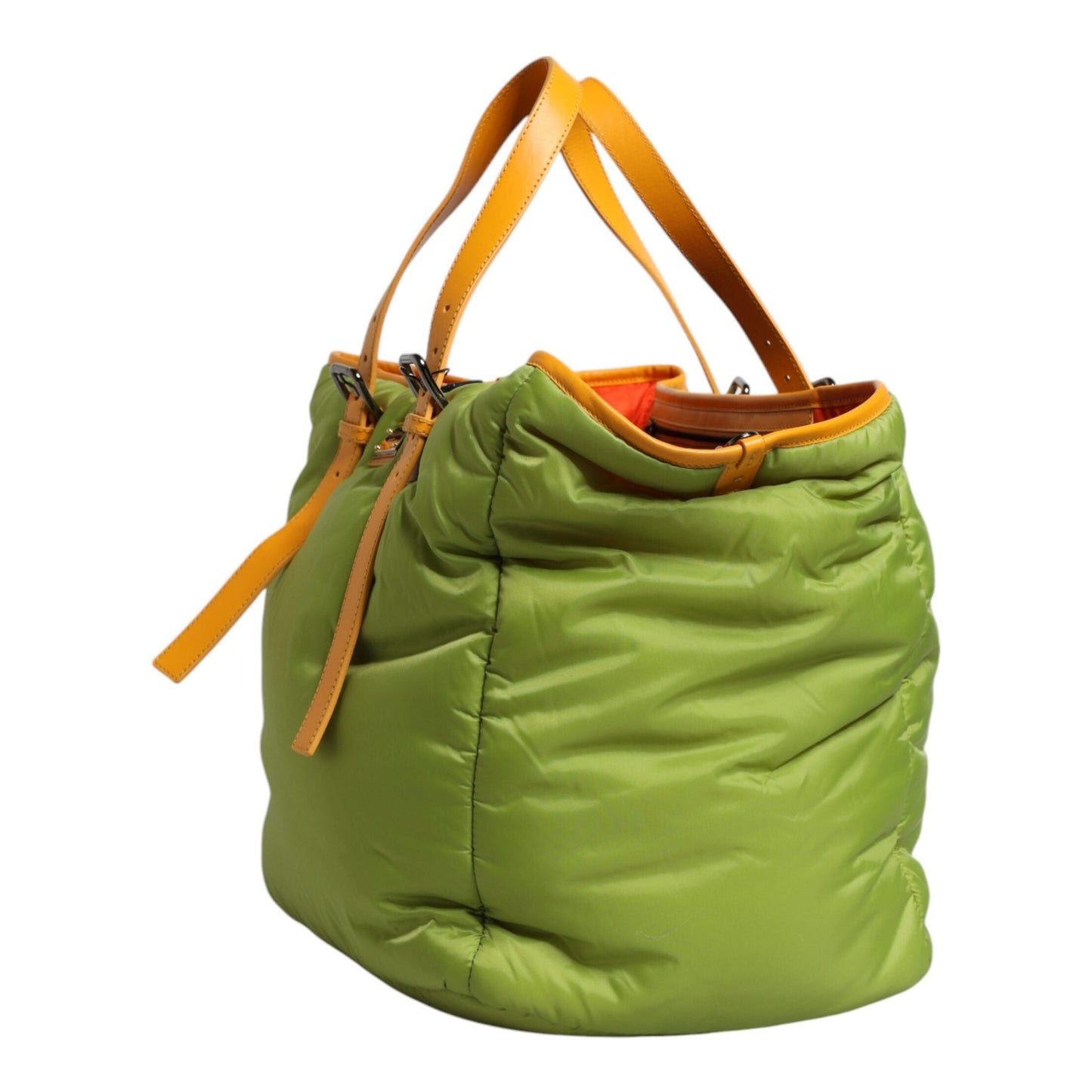 Dolce & Gabbana Green Nylon Padded Logo Plaque Tote Crossbody Bag Dolce & Gabbana