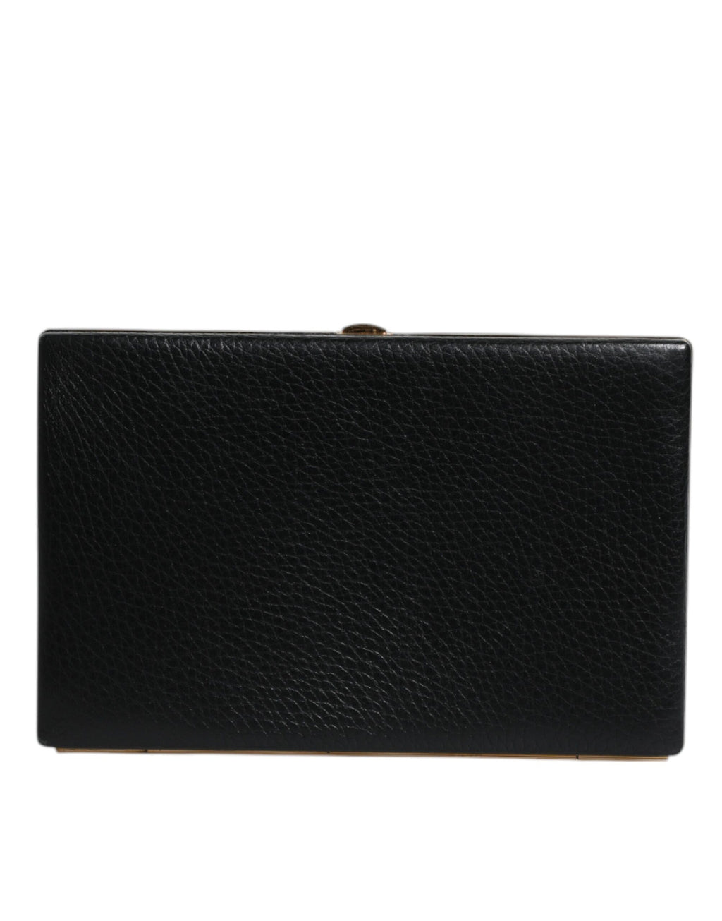 Dolce & Gabbana Black Leather Gold Frame Clutch Evening Party Purse Bag - Eljoys Fashion 