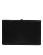 Dolce & Gabbana Black Leather Gold Frame Clutch Evening Party Purse Bag - Eljoys Fashion 