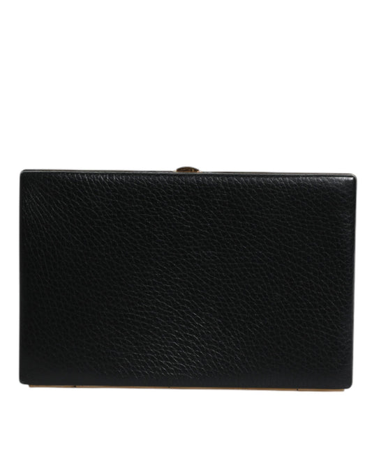 Dolce & Gabbana Black Leather Gold Frame Clutch Evening Party Purse Bag Dolce & Gabbana