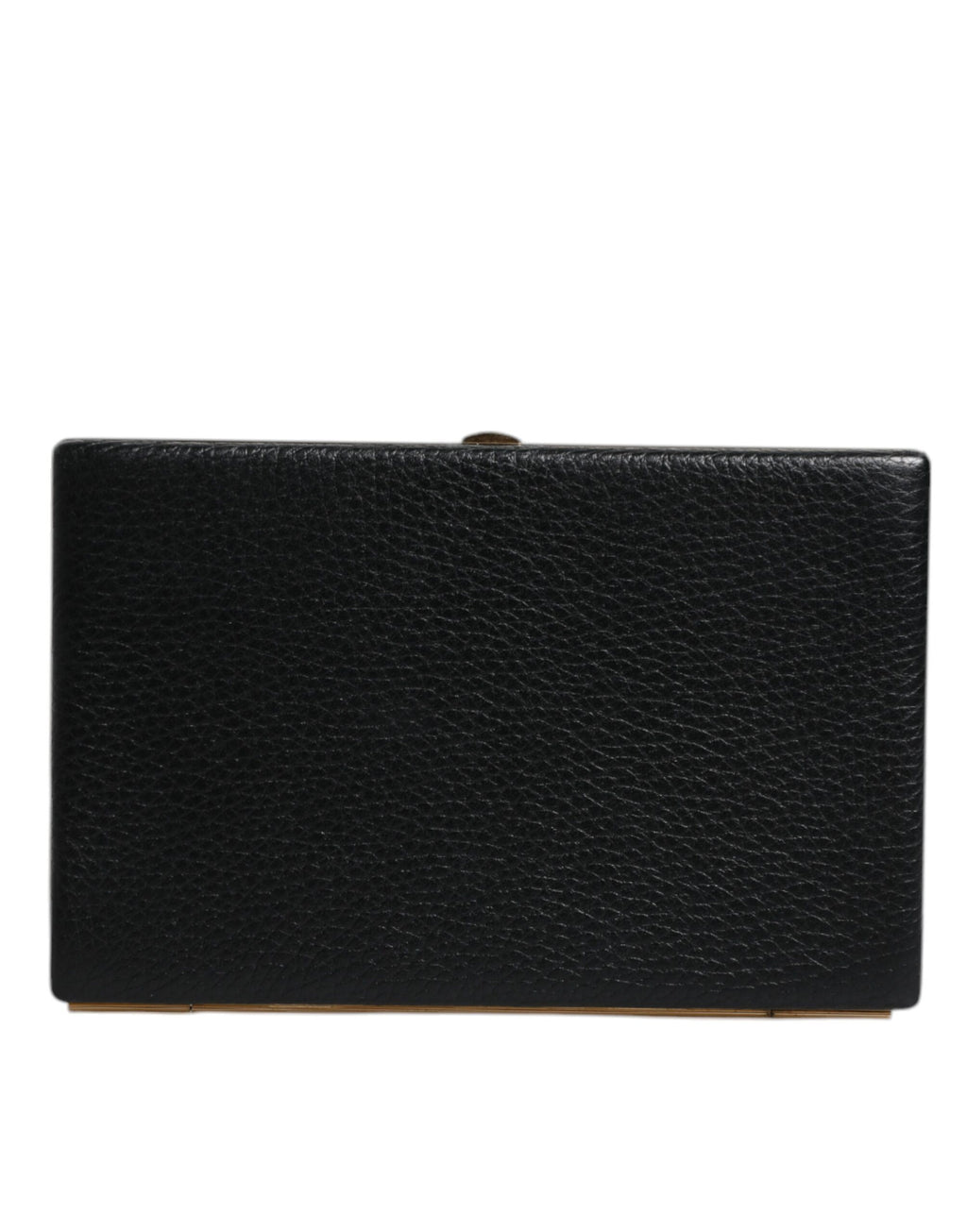 Dolce & Gabbana Black Leather Gold Frame Clutch Evening Party Purse Bag - Eljoys Fashion 
