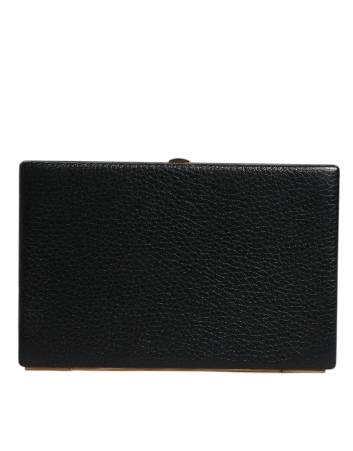 Dolce & Gabbana Black Leather Gold Frame Clutch Evening Party Purse Bag - Eljoys Fashion 