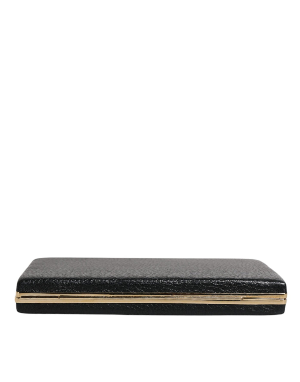 Dolce & Gabbana Black Leather Gold Frame Clutch Evening Party Purse Bag - Eljoys Fashion 