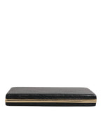 Dolce & Gabbana Black Leather Gold Frame Clutch Evening Party Purse Bag - Eljoys Fashion 