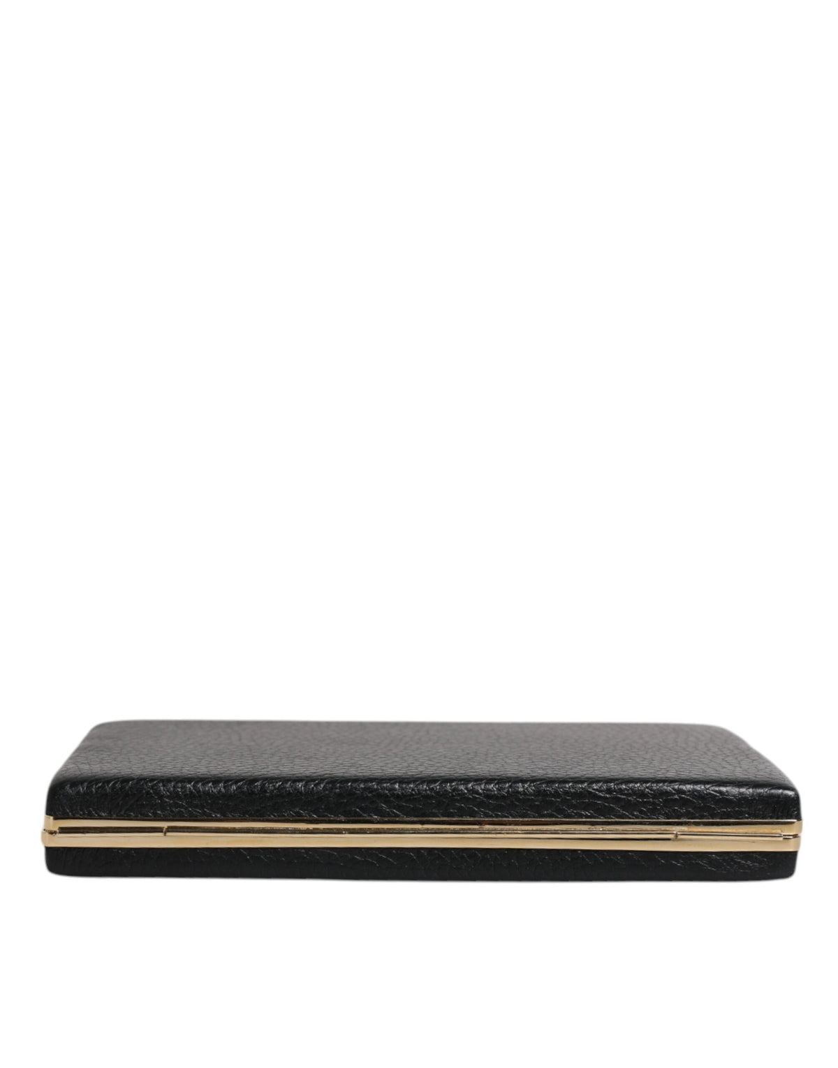 Dolce & Gabbana Black Leather Gold Frame Clutch Evening Party Purse Bag - Eljoys Fashion 