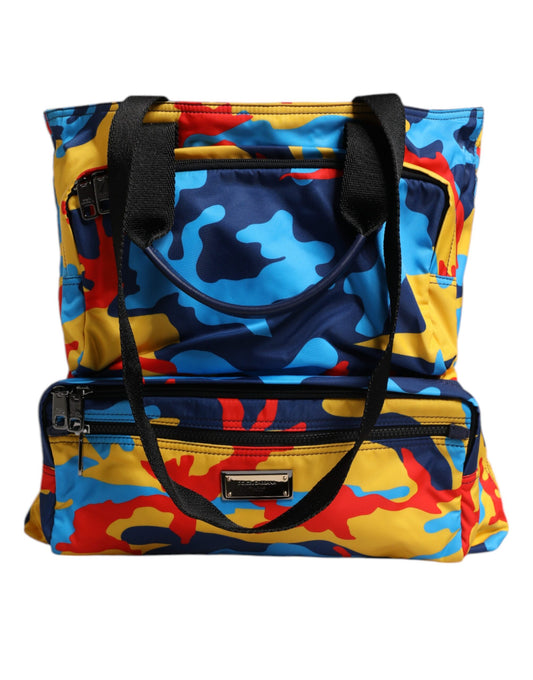 Dolce & Gabbana Multicolor Camouflage Nylon Shopping Tote Bag Dolce & Gabbana