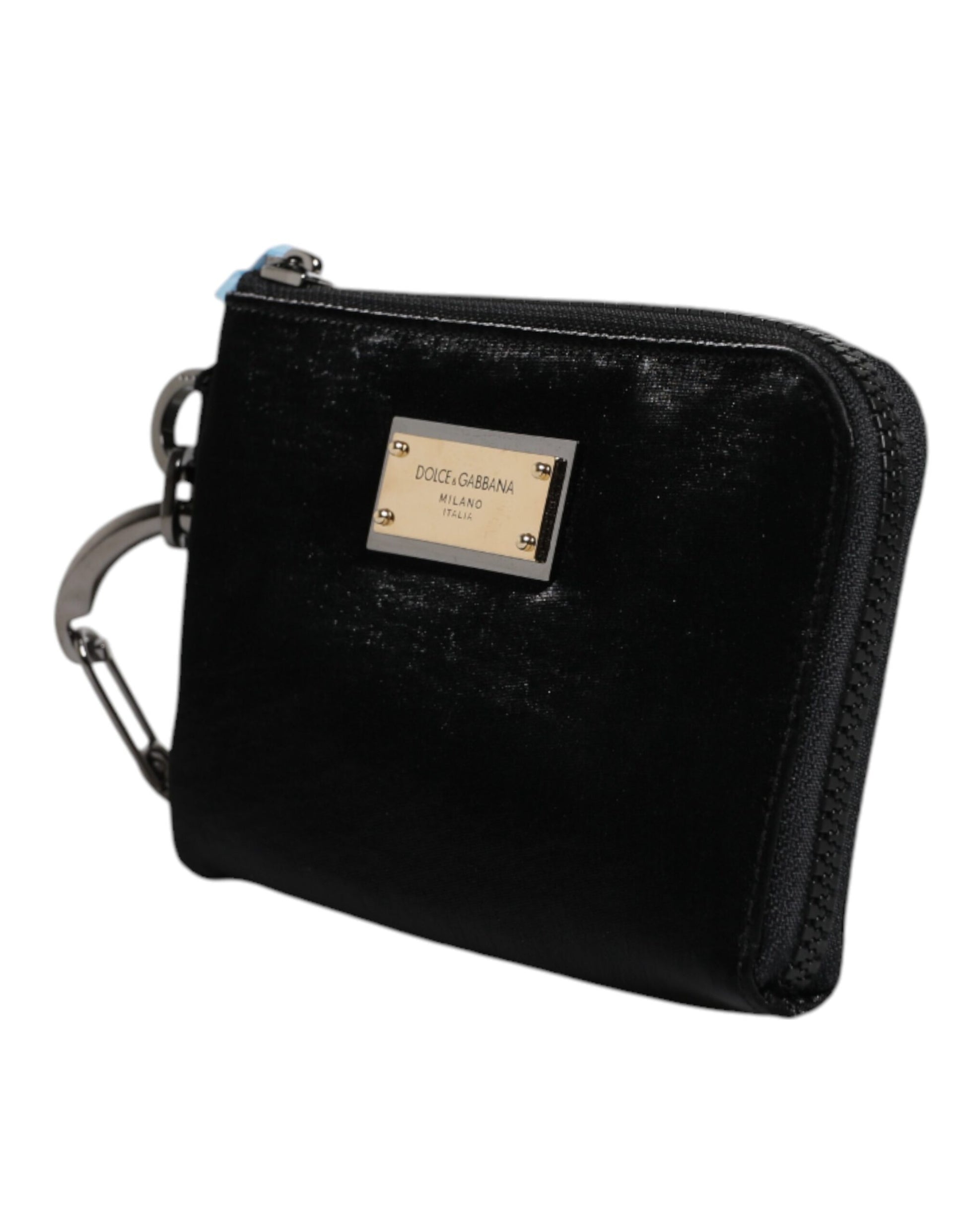 Dolce & Gabbana Black Nylon Logo Plaque Keyring Pouch Clutch Bag Dolce & Gabbana