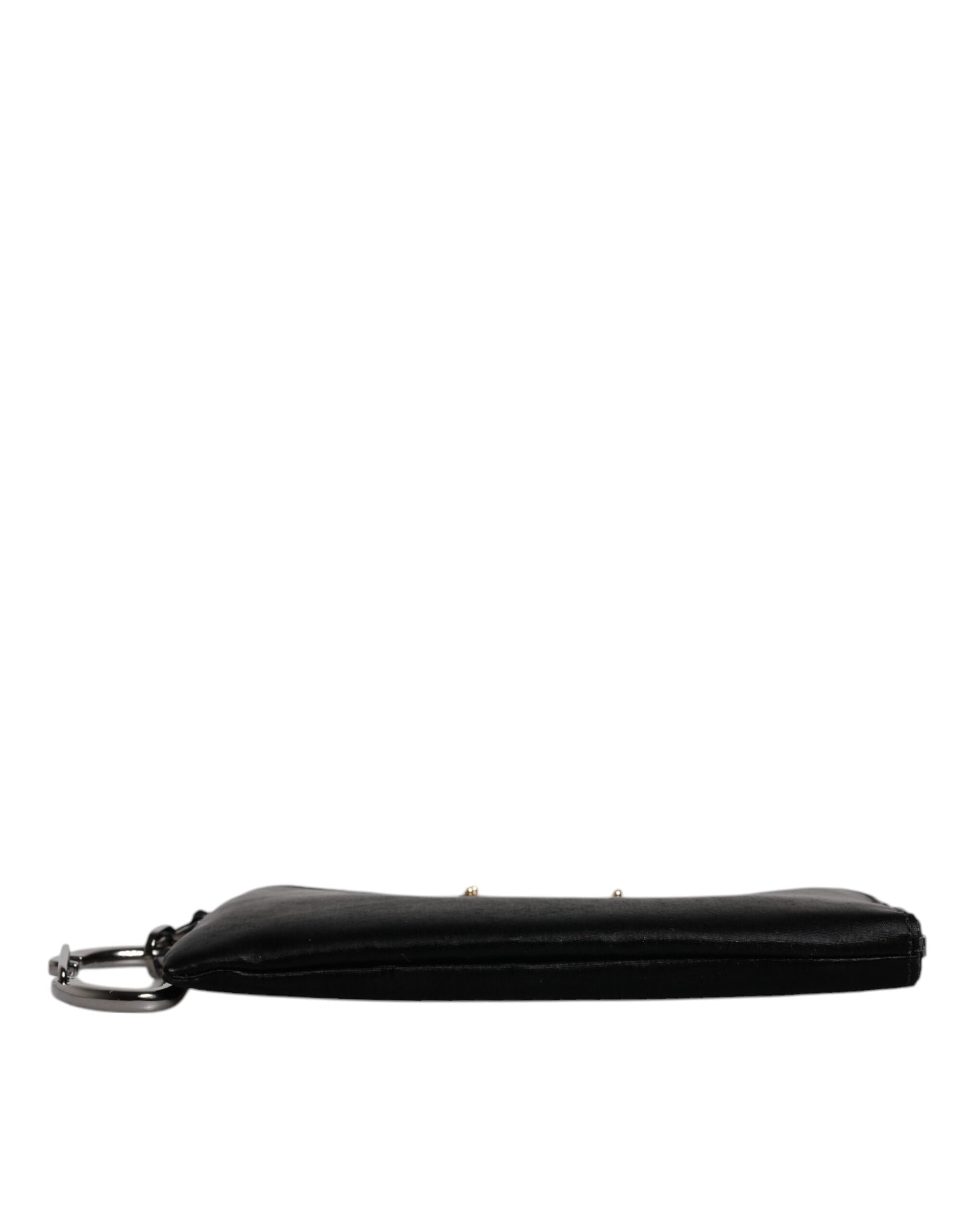 Dolce & Gabbana Black Nylon Logo Plaque Keyring Pouch Clutch Bag Dolce & Gabbana