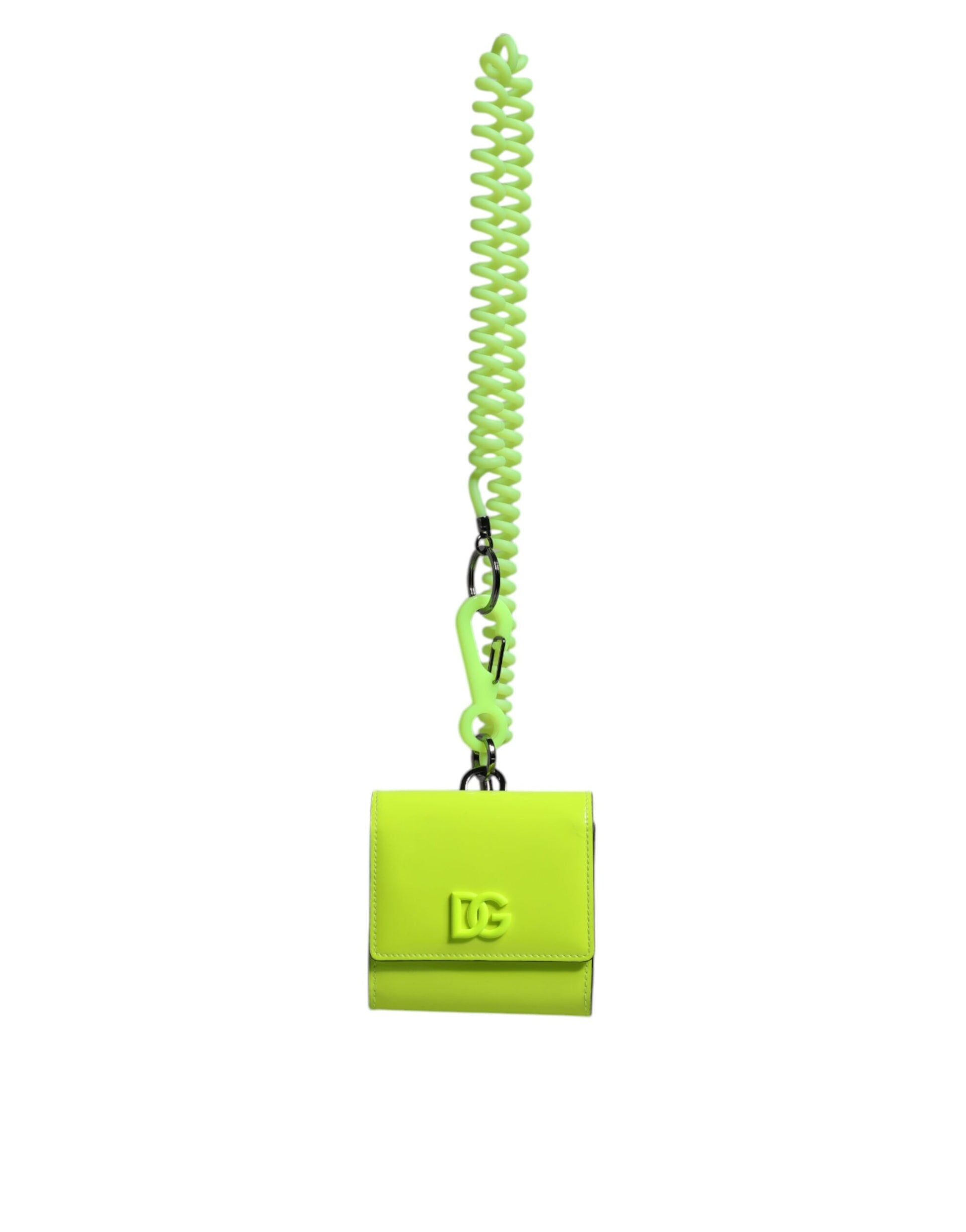 Dolce & Gabbana Yellow Green Bifold DG Logo Neck Strap Cardholder Wallet Dolce & Gabbana