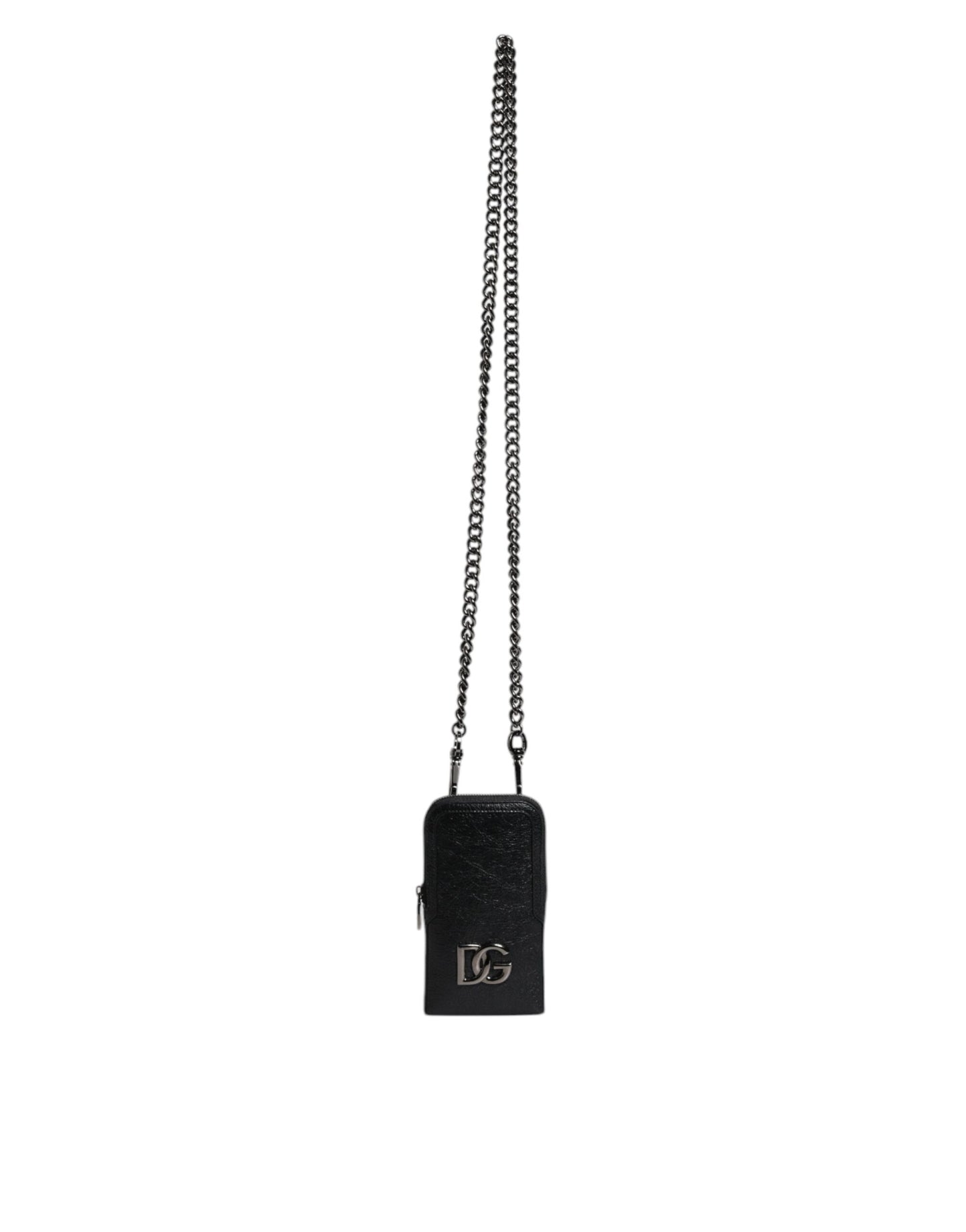 Dolce & Gabbana Black Leather Purse Crossbody Chain Sling Phone Bag Dolce & Gabbana