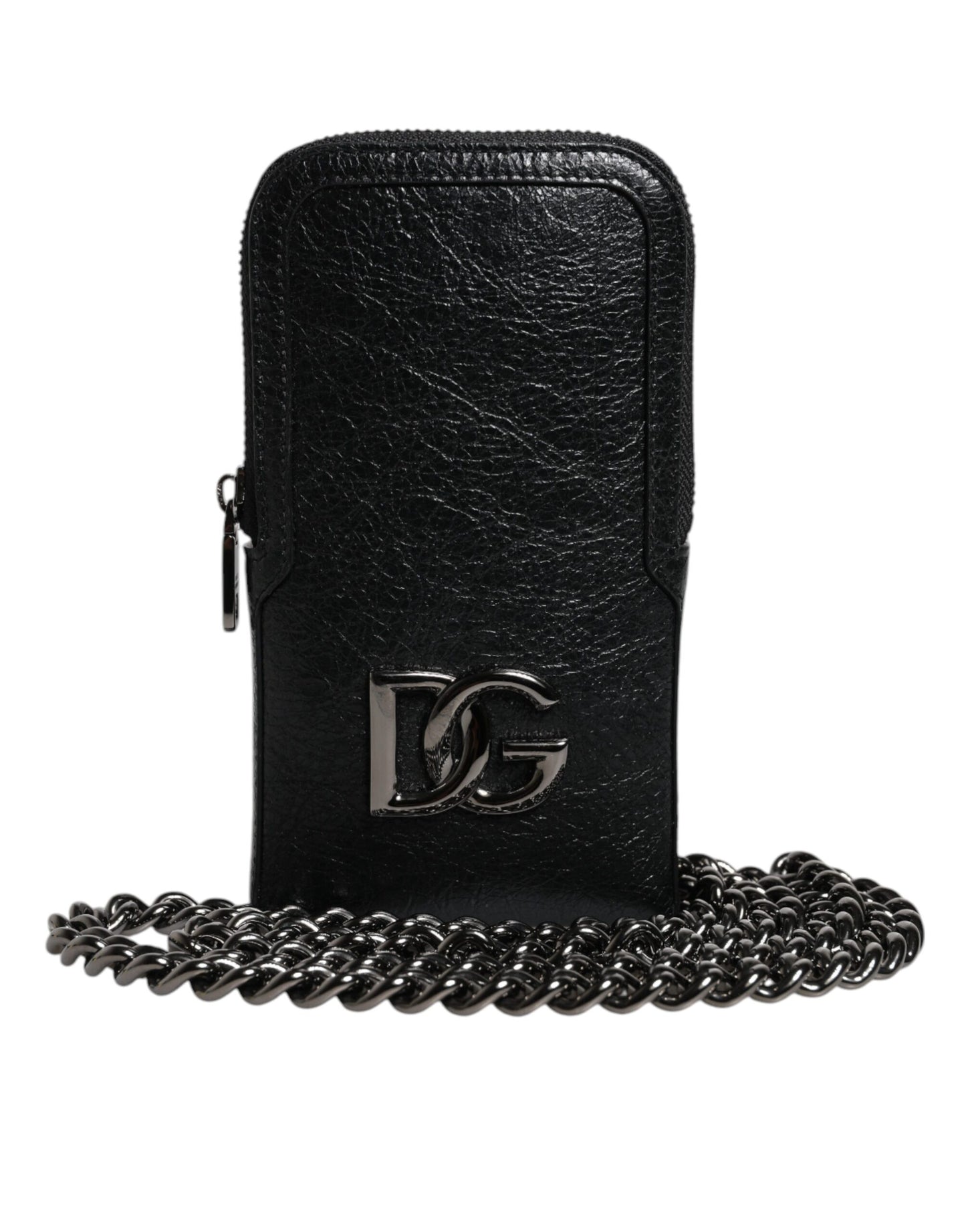 Dolce & Gabbana Black Leather Purse Crossbody Chain Sling Phone Bag Dolce & Gabbana