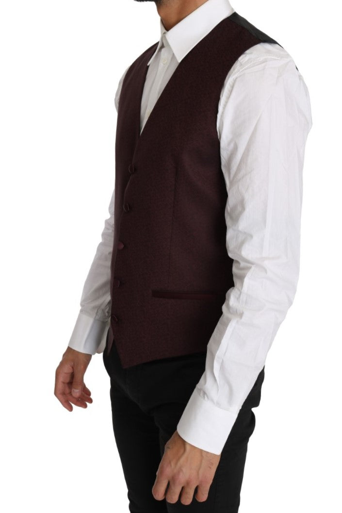 Dolce & Gabbana Purple Pattern Wool Silk Waistcoat Vest Dolce & Gabbana