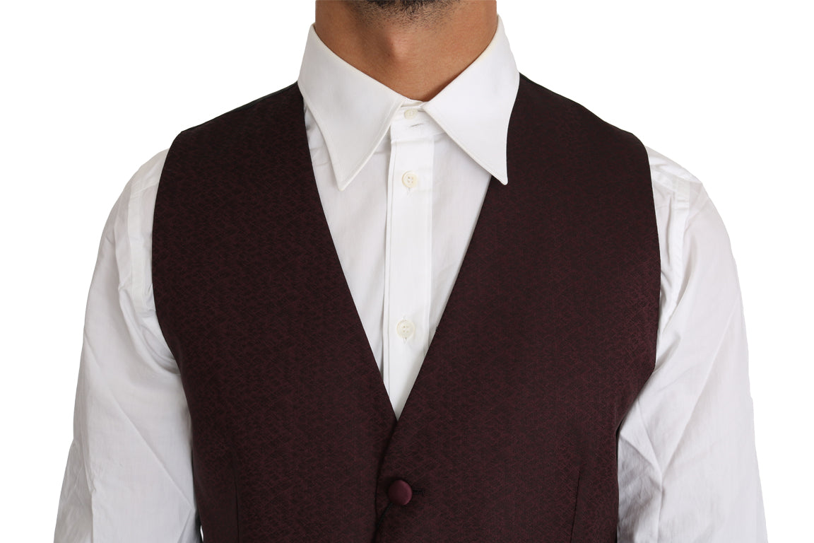 Dolce & Gabbana Purple Pattern Wool Silk Waistcoat Vest Dolce & Gabbana