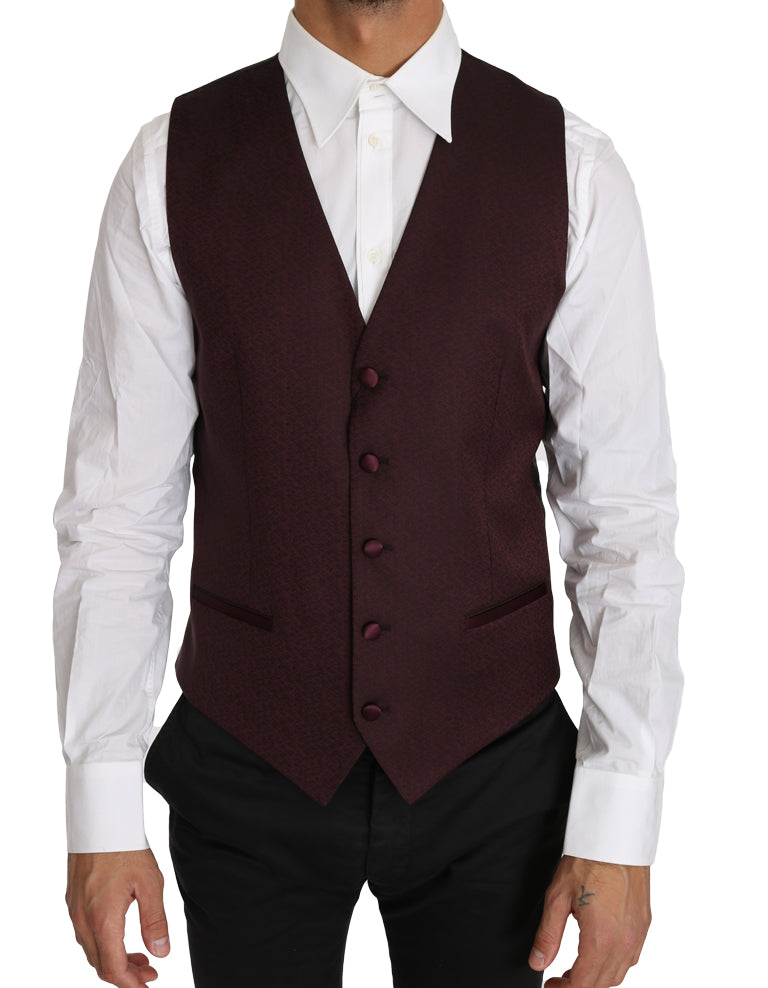 Dolce & Gabbana Purple Pattern Wool Silk Waistcoat Vest Dolce & Gabbana