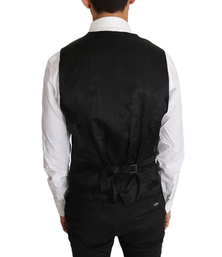 Dolce & Gabbana Gray Solid 100% Wool Waistcoat Vest Dolce & Gabbana