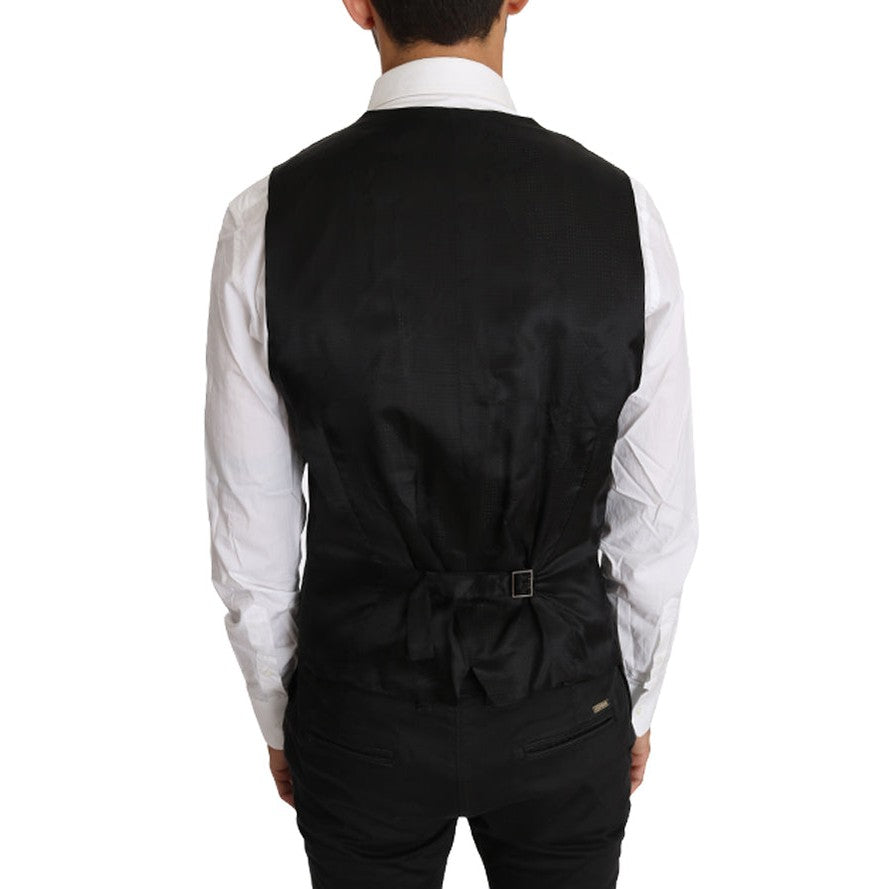 Dolce & Gabbana Gray Solid 100% Wool Waistcoat Vest Dolce & Gabbana