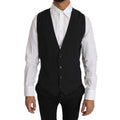 Dolce & Gabbana Gray Solid 100% Wool Waistcoat Vest Dolce & Gabbana