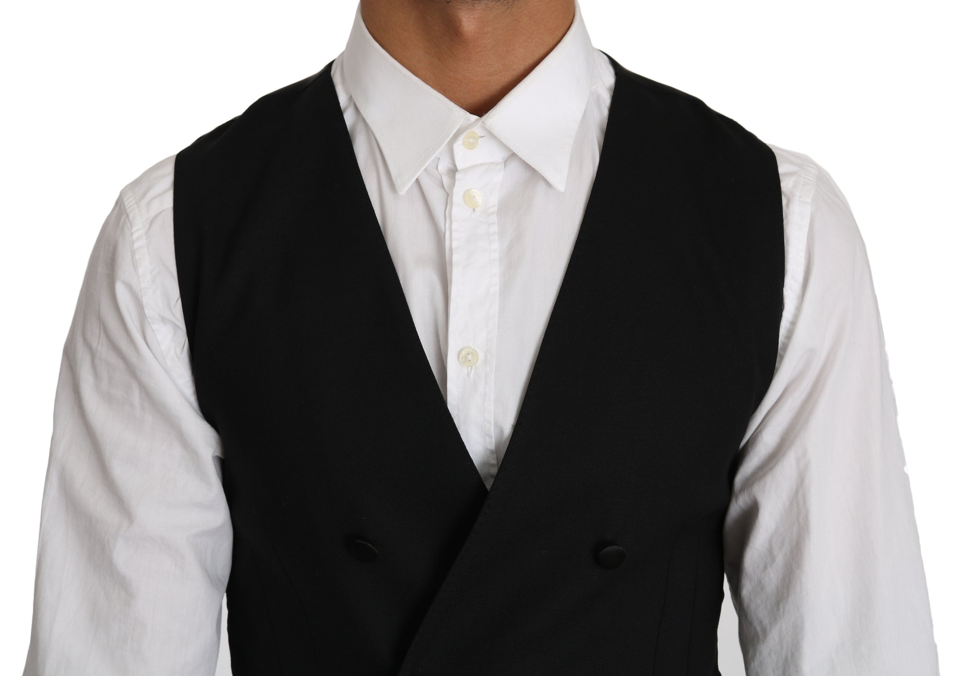 Dolce & Gabbana Gray Wool Double Breasted Waistcoat Vest Dolce & Gabbana