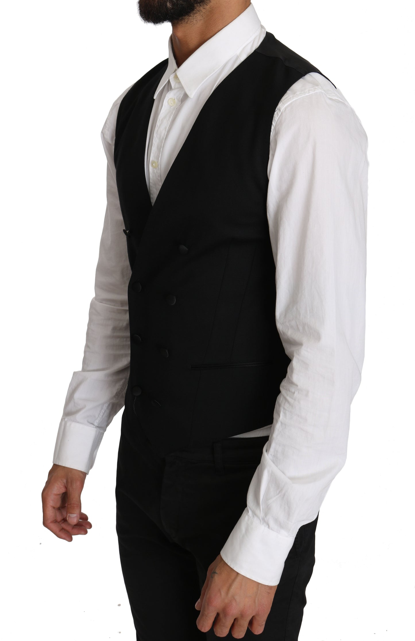 Dolce & Gabbana Gray Wool Double Breasted Waistcoat Vest Dolce & Gabbana