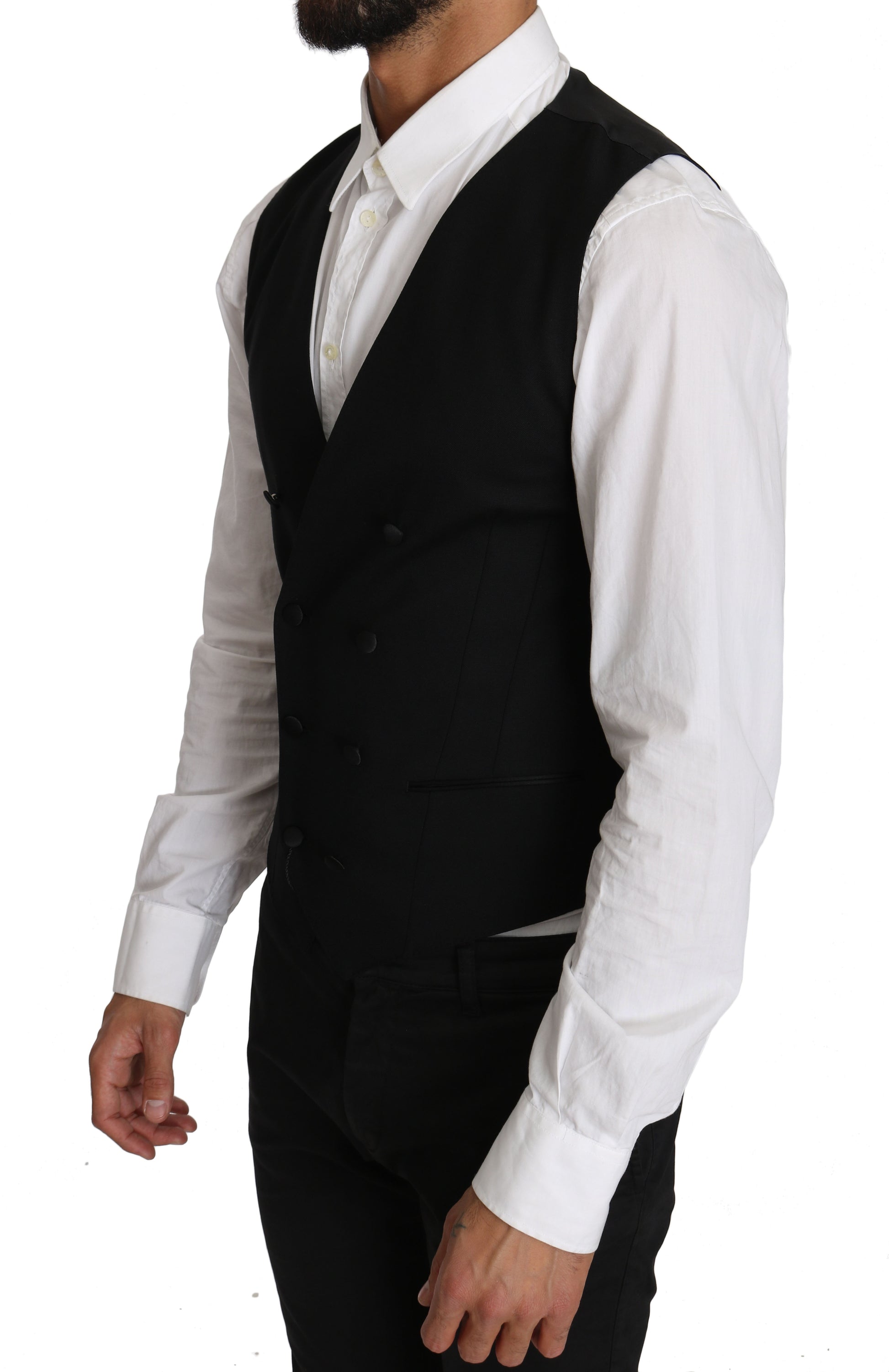 Dolce & Gabbana Gray Wool Double Breasted Waistcoat Vest Dolce & Gabbana