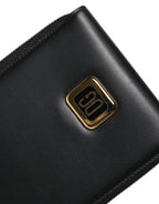 Dolce & Gabbana Black Leather Logo Plaque Neck Strap Card Coin Wallet - Eljoys Fashion 